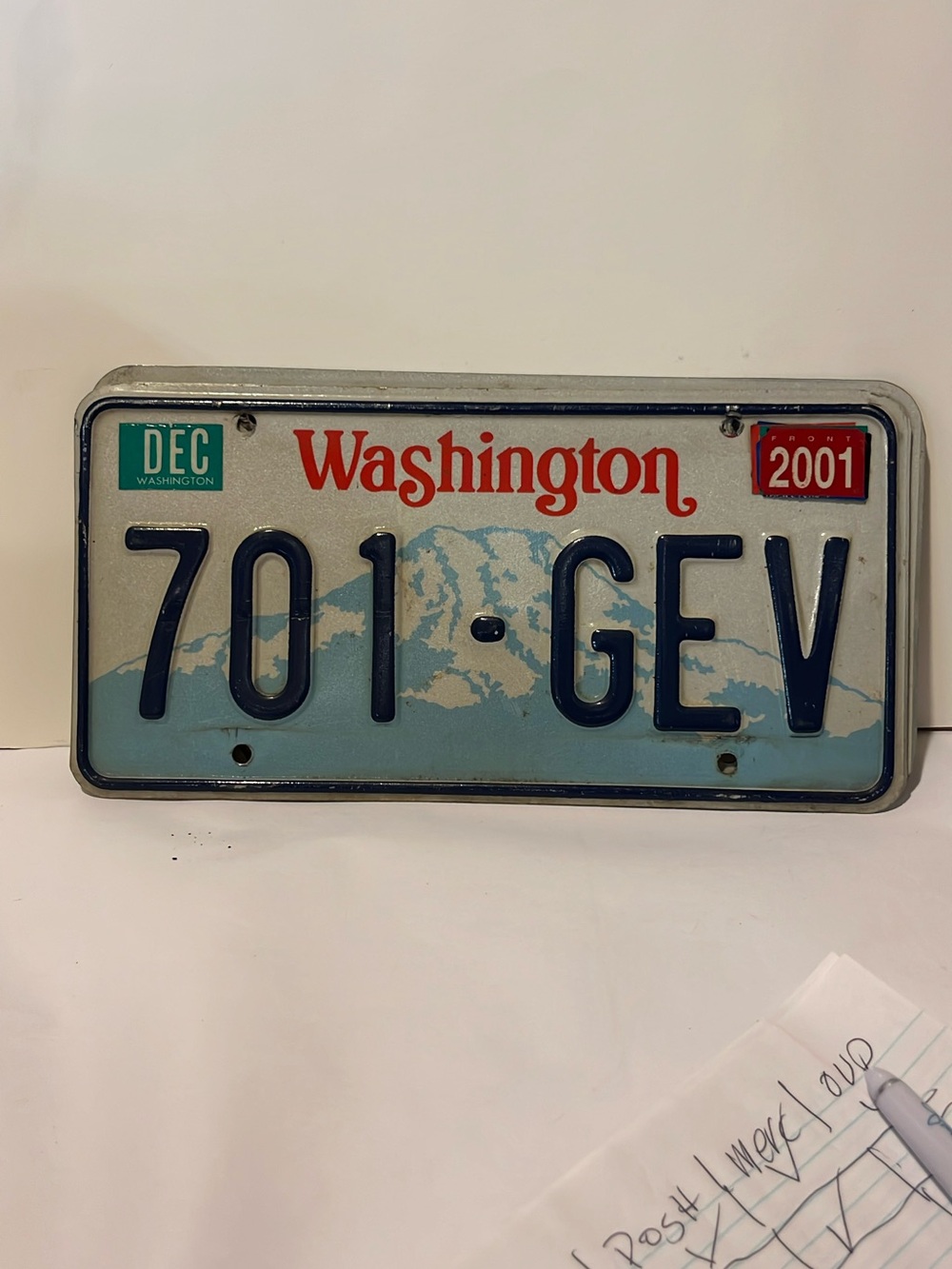 Vintage Washington License Plate Wall Decor - Blue and White